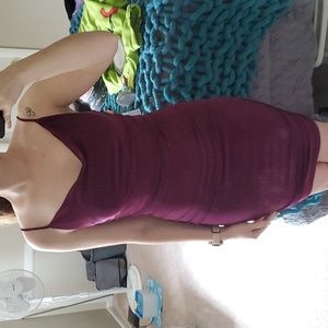 Midi purple cowl neck dress